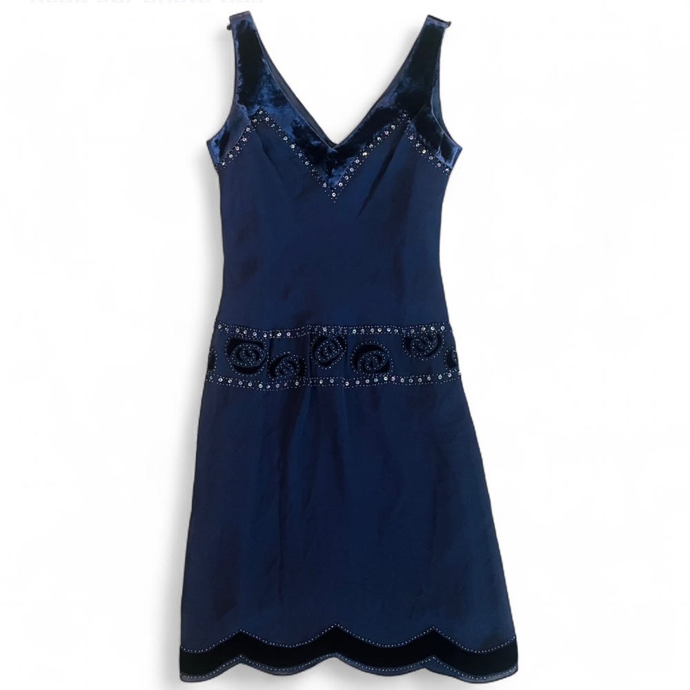 Nine West Blue V-Neck Mini Dress